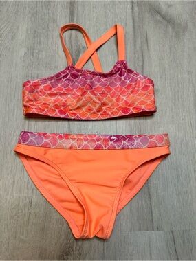 Kids - 3 for $10 - Girls' Neon Coral Mermaid Two-Piece Swim Set
